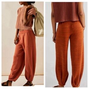 Free People Beach Orange Freya knit barrel leg Pant relaxed fit pant size large